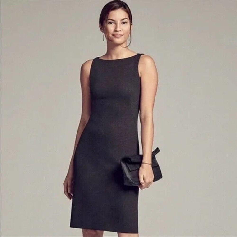 NWT MM Lafleur The Lydia Twisted Strap Ponte Sheath Dress Charcoal Gray …